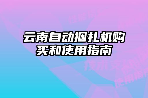 云南自動(dòng)捆扎機(jī)購(gòu)買(mǎi)和使用指南