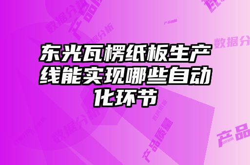 東光瓦楞紙板生產(chǎn)線能實(shí)現(xiàn)哪些自動化環(huán)節(jié)