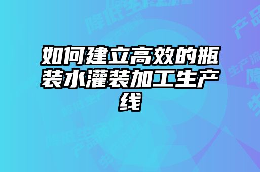 如何建立高效的瓶裝水灌裝加工生產線